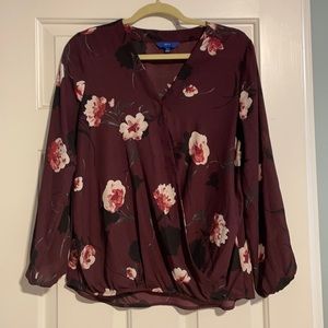 Floral partial wrap blouse